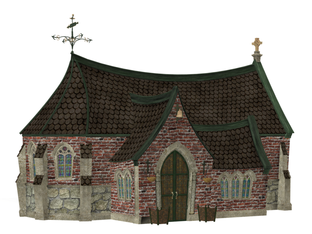 Drawing of an old style primary school in Wales. Old bricks and weathervane on the roof.