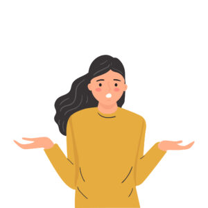 illustration girl yellow jumper shrugging