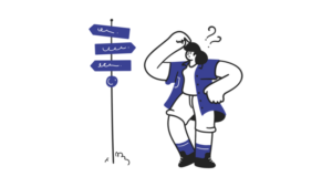 Illustration of a person confused about which direction to take