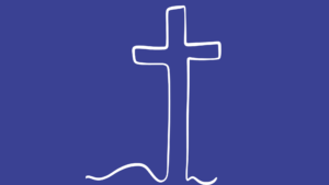 Picture of a cross on a navy background