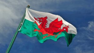 Wales banner on a flag pole
