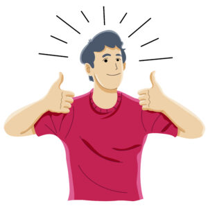 Boy with smile holding two thumbs up for Are People Looking At Me? blog.