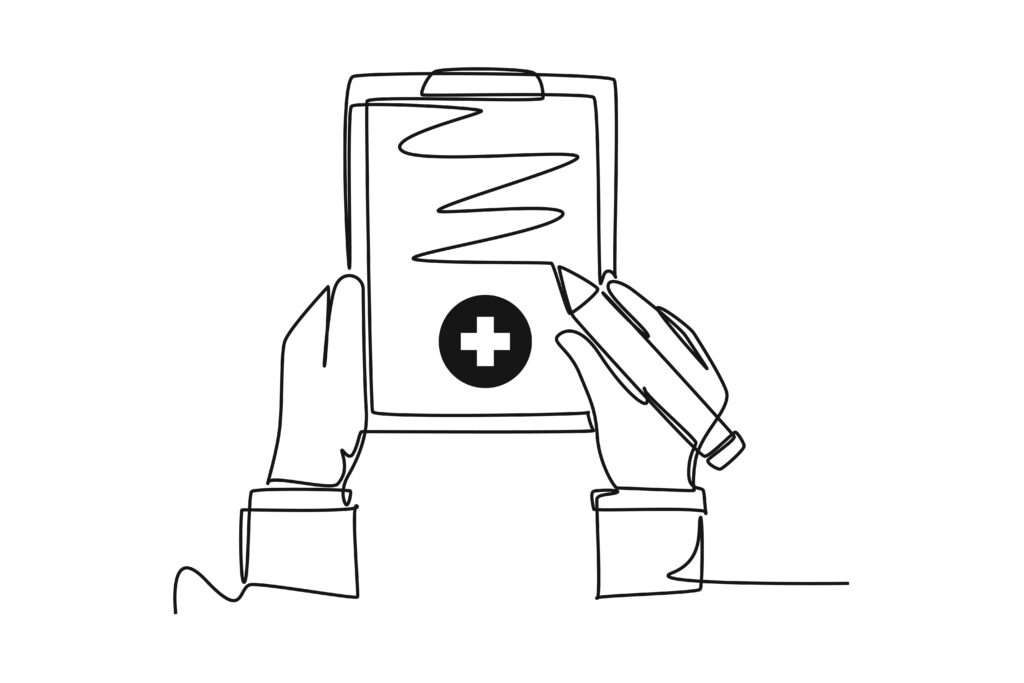 Illustration of a doctor taking notes on a clipboard