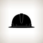 Silhouette Hard Hat,  Safety Helmet on a Light Background ,Black and White Vector Illustration