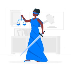 Lady justice in blue robes for intimate blog