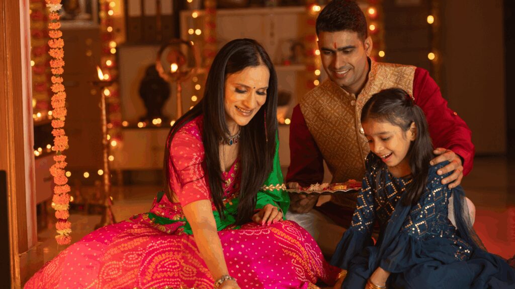 Family sitting together on the floor
