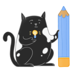Cat holding a large pencil