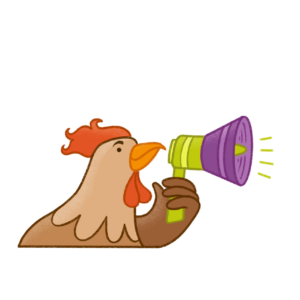 Chicken using a microphone
