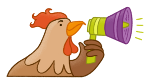 Chicken using a microphone