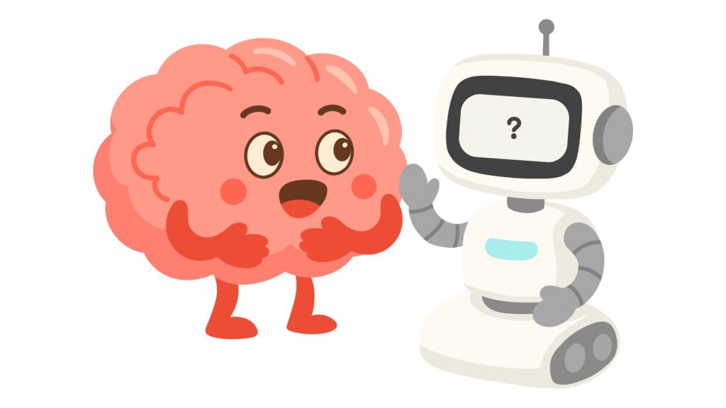 Brain talking to an AI robot