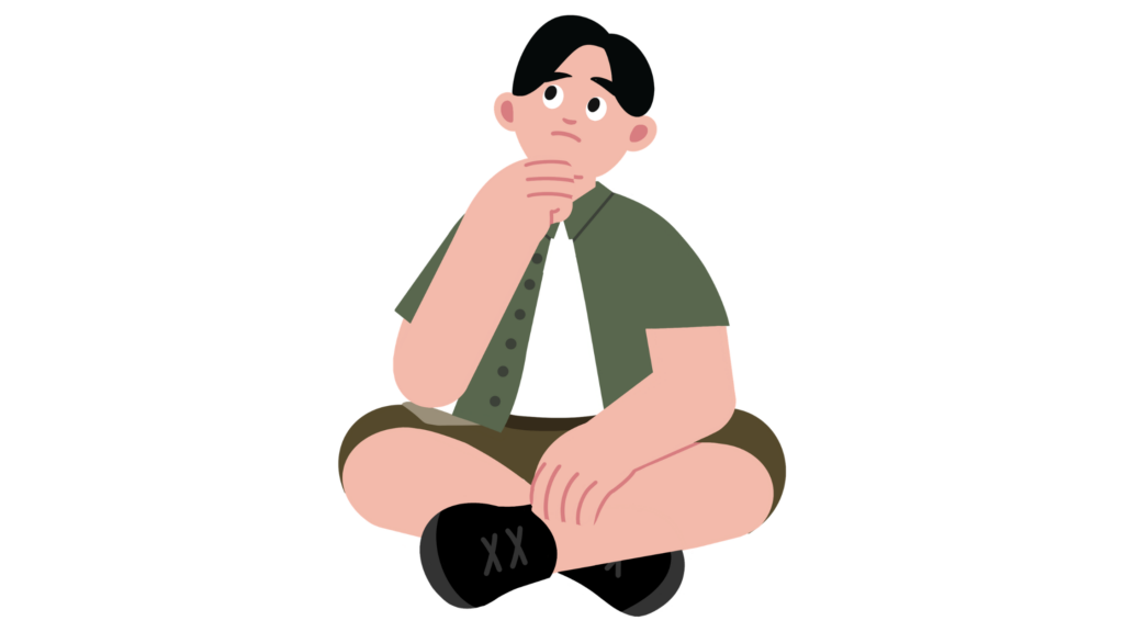 A cartoon boy thinking about something