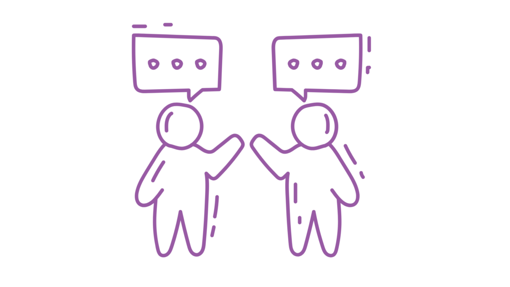 Two people talking with speech bubbles