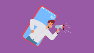 Person talking on a megaphone out of the phone