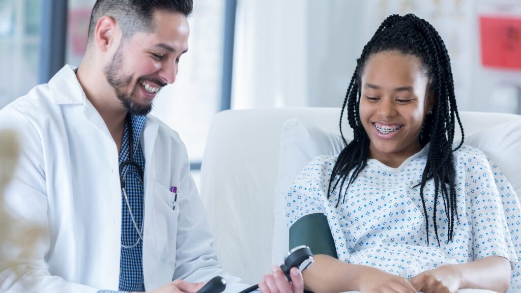 Teen talking to a doctor