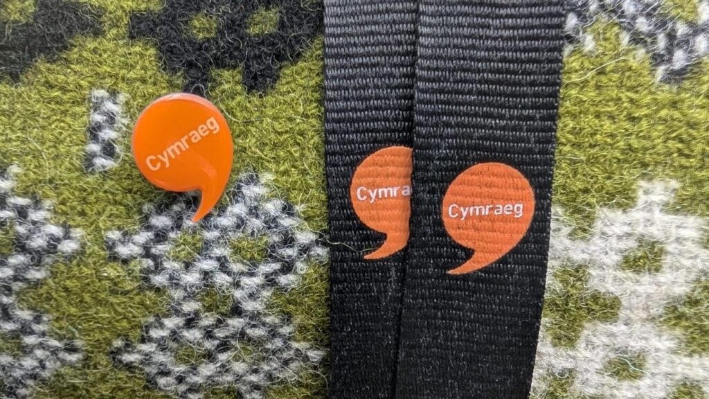 Cymraeg badge and lanyard