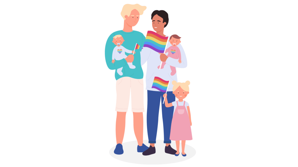 Two dads and their family