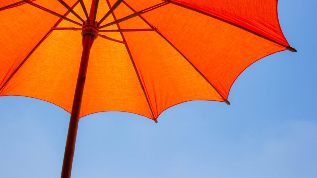Parasol open in the sun